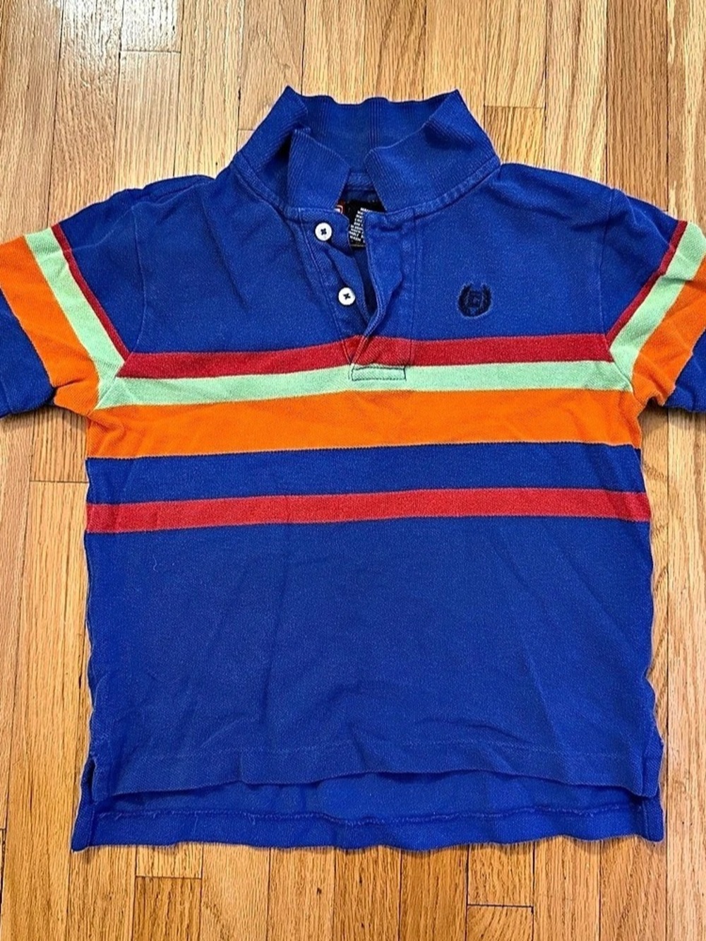Chaps Boys Size 4 Cotton Polo Shirt Blue & Orange